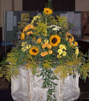 Flowers on the font